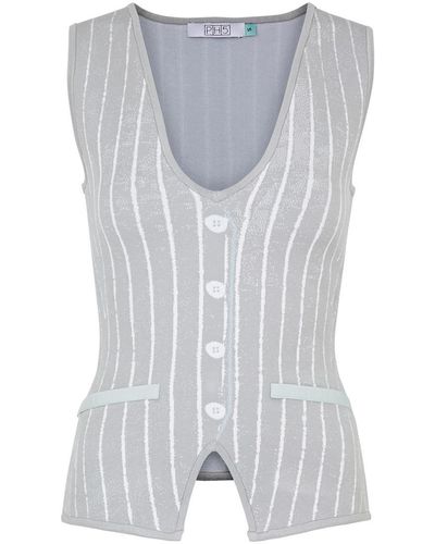Ph5 Marigold Intarsia Stretch-knit Top - Gray