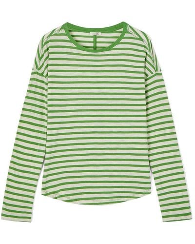Jigsaw Cotton Slub Stripe Tee - Green