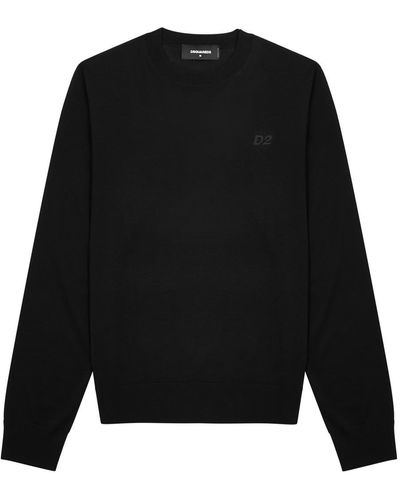 DSquared² Logo-embroidered Wool Sweater - Black