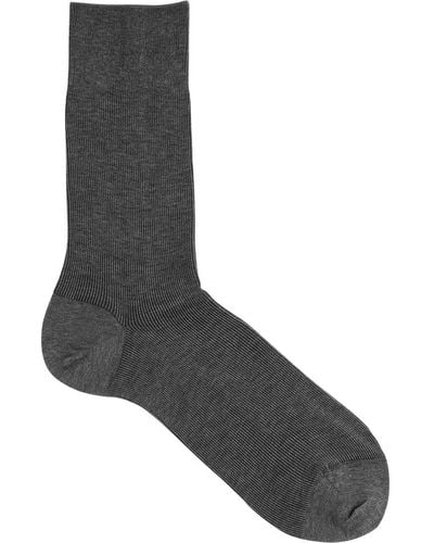 FALKE Fine Shadow Ribbed Cotton-blend Socks - Gray