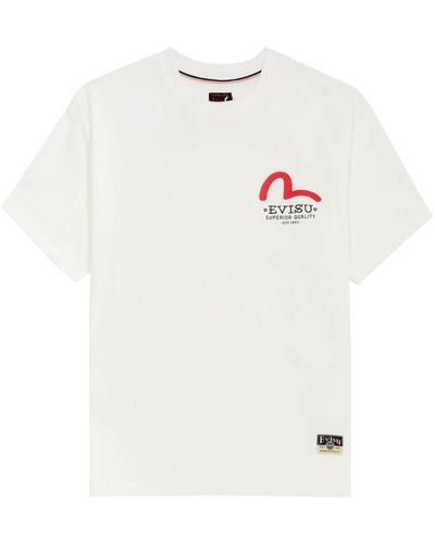 Evisu Godhead Daicock Printed Cotton T-Shirt - White
