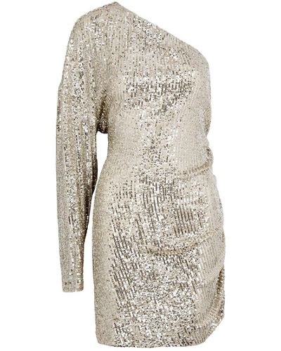 In the mood for love Alexandra One-Shoulder Sequin Mini Dress - Natural
