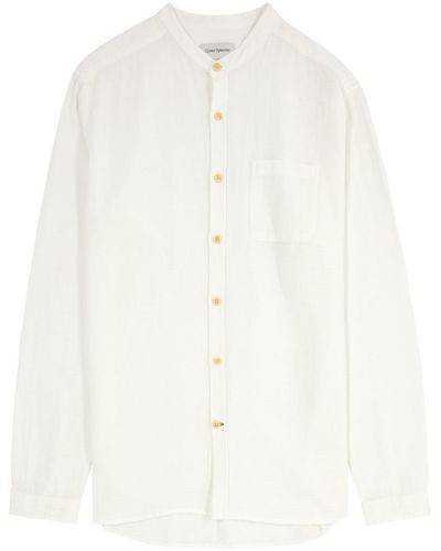 Oliver Spencer Grandad Linen-blend Shirt - White