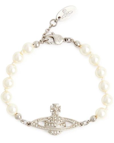 Vivienne Westwood Mini Bas Relief Faux Pearl Bracelet - White