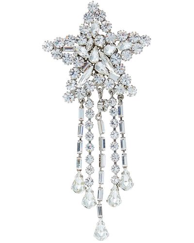 Alessandra Rich Star Crystal-embellished -tone Brooch - White