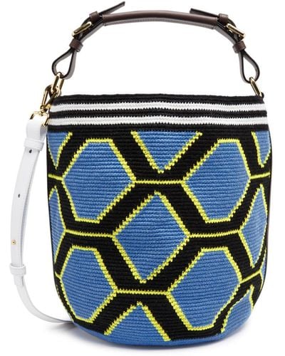 Colville Wayuu Hexagon Crochet Shoulder Bag - Blue