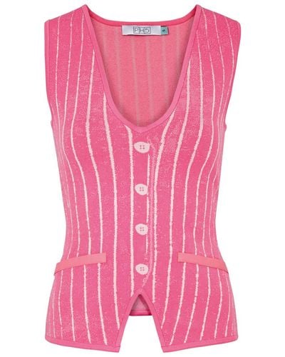 Ph5 Marigold Intarsia Stretch-knit Top - Pink