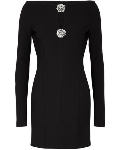 Blumarine Floral-embellished Cut-out Mini Dress - Black