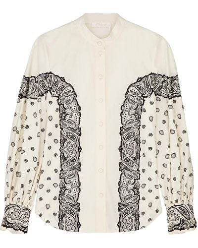 Chloé Bandana-Print Cotton Shirt - Natural
