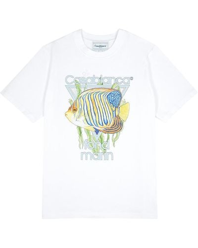 Casablancabrand Fond Marin Printed Cotton T-shirt - White