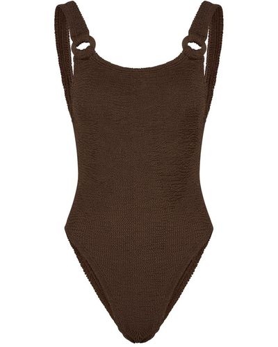 Hunza G Domino Seersucker Swimsuit - Brown