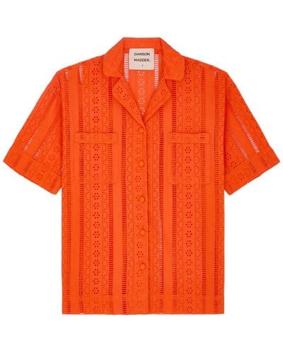 Damson Madder Chlo Broderie Anglaise Cotton Shirt - Orange
