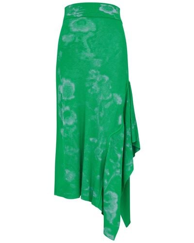 Ph5 Taurus Intarsia Pointelle-Knit Midi Skirt - Green