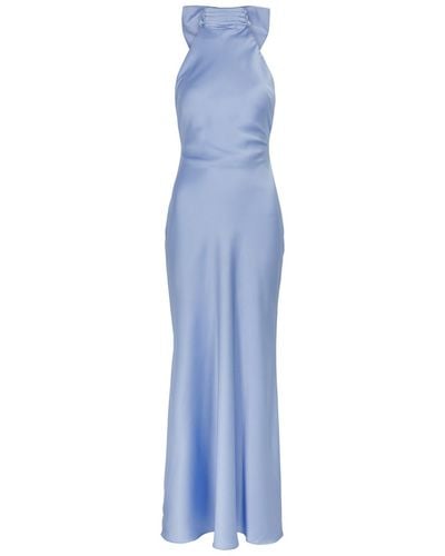 Misha Collection Evianna Bow-Embellished Satin Maxi Dress - Blue