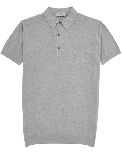 John Smedley Roth Piqué Cotton Polo Shirt - Grey