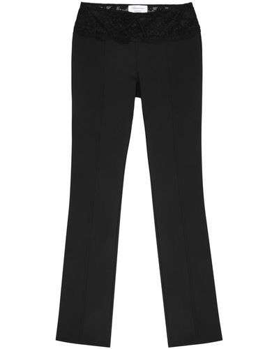 Blumarine Lace-Trimmed Stretch-Jersey Trousers - Black