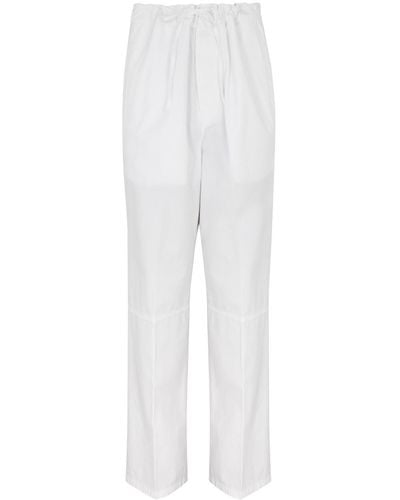 Victoria Beckham Wide-Leg Cotton Trousers - White