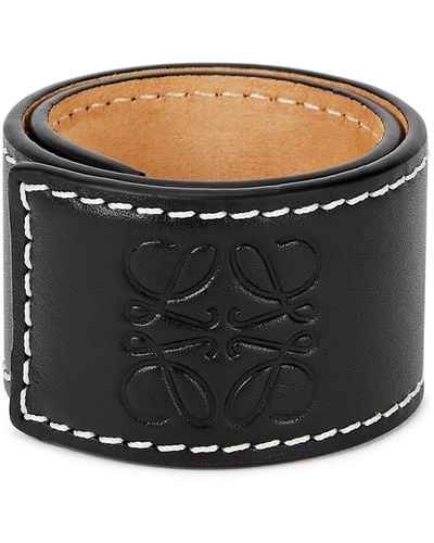 Loewe Black Leather Wrap Bracelet
