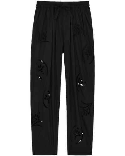 Isabel Marant Hectorina Eyelet-Embroidered Tapered Trousers - Black