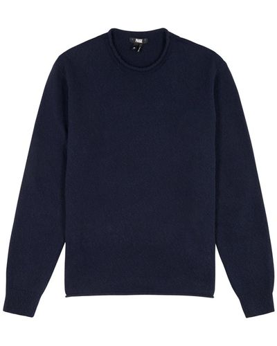 PAIGE Ferguson Bouclé Cotton Sweater - Blue