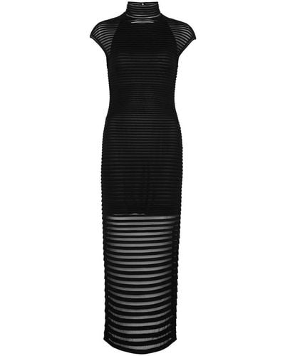 Alaïa Striped Knitted Gown - Black