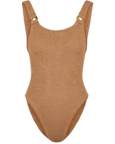 Hunza G Domino Seersucker Swimsuit - Brown
