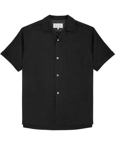 Maison Margiela Logo-Embroidered Jersey Shirt - Black