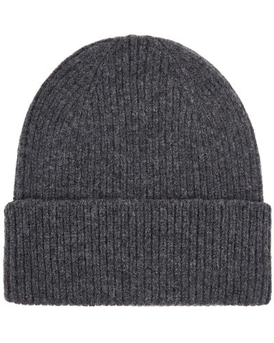 COLORFUL STANDARD Dark Gray Ribbed Wool Beanie