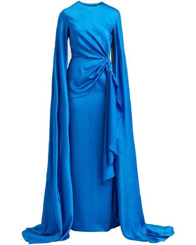 Solace London Elya Draped Satin Maxi Dress - Blue