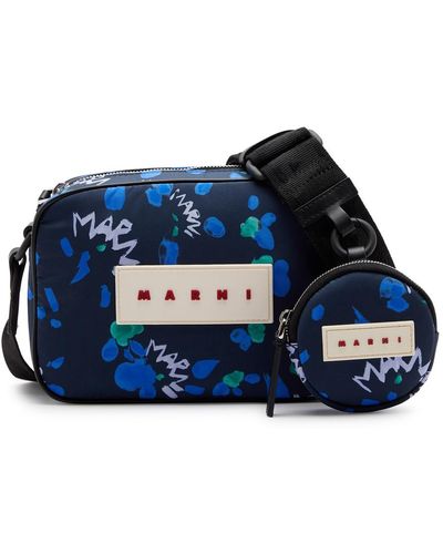 Marni Floral-print Nylon Cross-body Bag - Blue