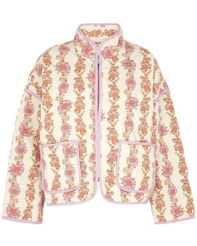 Free People Chloe Floral-print Quilted Cotton Jacket - Natural
