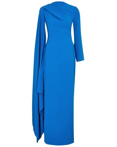 Solace London Lydia Cape-Effect Maxi Dress - Blue
