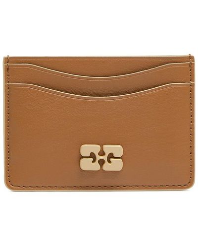 Ganni Bou Logo Leather Card Holder - Brown