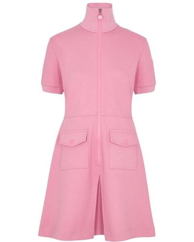 Moncler Piqué Cotton-blend Mini Dress - Pink