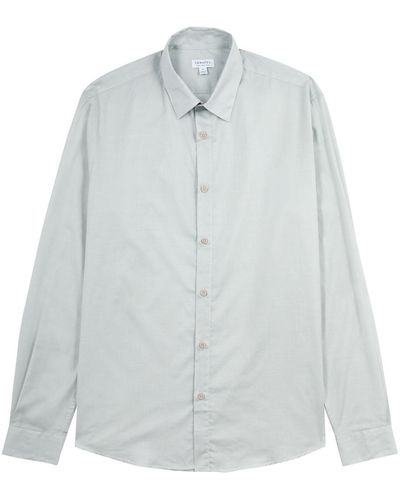 Sunspel Striped Cotton-blend Shirt - Grey
