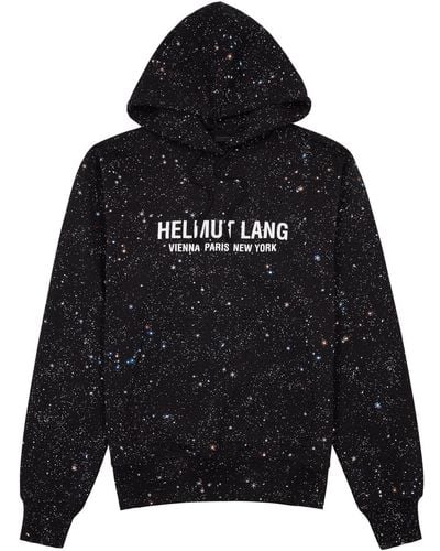 Helmut Lang Outer Space Printed Hooded Cotton Sweatshirt - Black