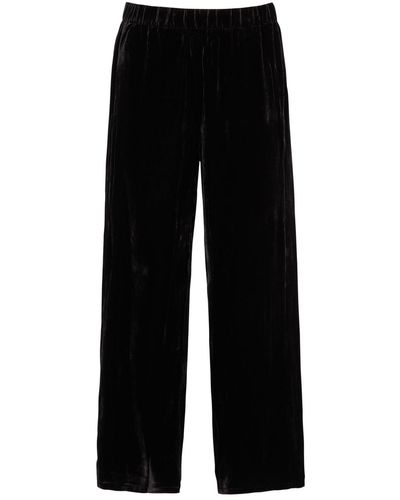 Eileen Fisher Wide-leg Velvet Trousers - Black