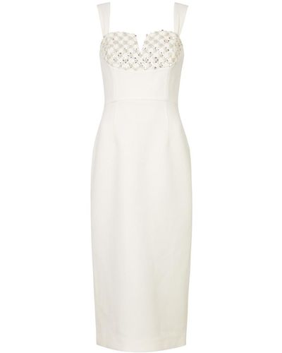 Rebecca Vallance Blanche Embellished Midi Dress - White