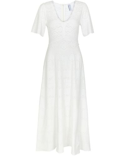 Needle & Thread Pointelle-Knit Midi Dress - White