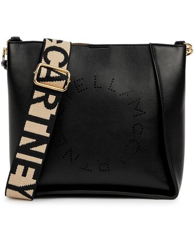 Stella McCartney Black Faux Leather Perforated Logo Mini Crossbody Bag -  Yoogi's Closet