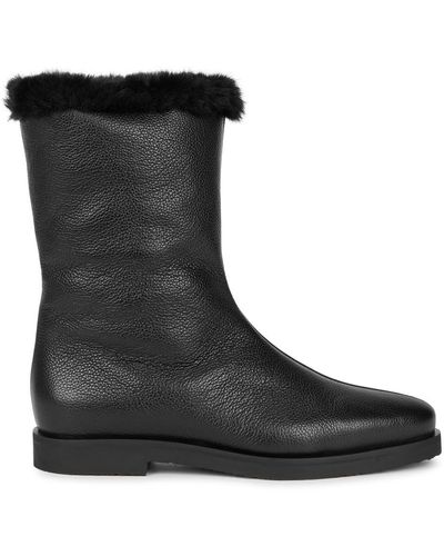 Totême The Off-duty Leather Ankle Boots - Black