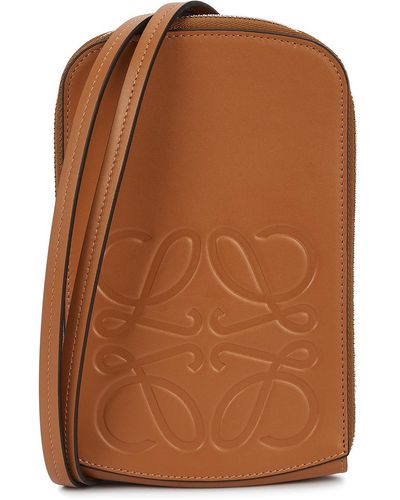 Loewe Brown Logo Leather Neck Pouch