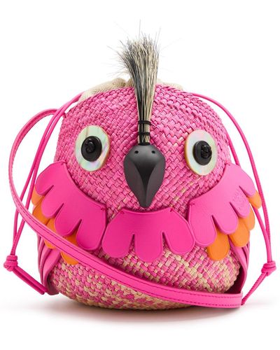 Loewe X Paula'S Ibiza Bird Raffia Cross-Body Bag - Pink
