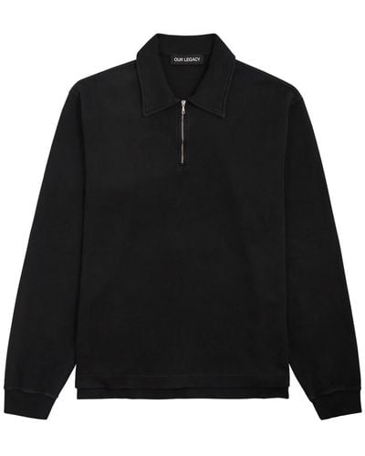 Our Legacy Lad Half-Zip Cotton Sweatshirt - Black