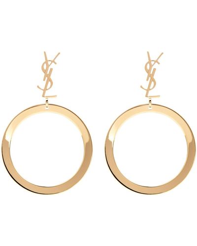 Saint Laurent Cassandre Logo Drop Earrings - Metallic