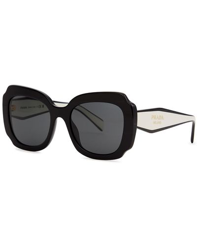 Prada Oversized Sunglasses Monochrome, , Designer-Stamped Lenses, Designer-Stamped Insert - Black