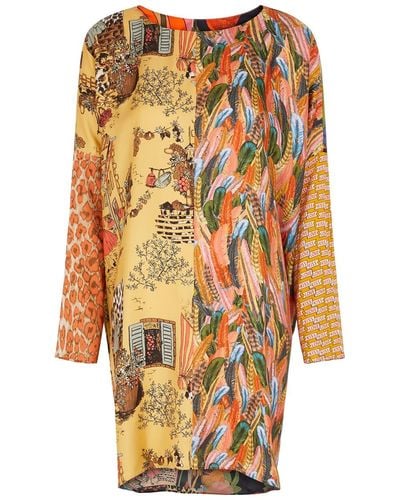 La Prestic Ouiston Priya Printed Paneled Silk-Twill Mini Dress - Multicolor
