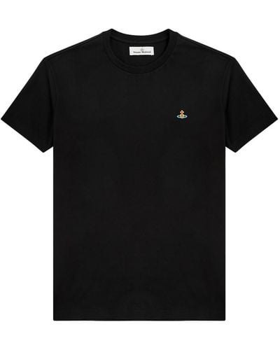 Vivienne Westwood Orb-Embroidered Stretch-Cotton T-Shirt - Black