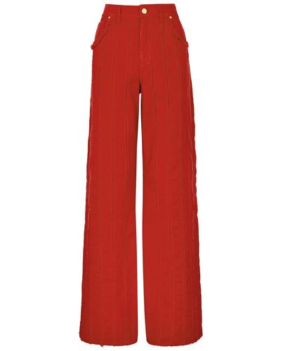 Blumarine Frayed Wide-Leg Jeans - Red