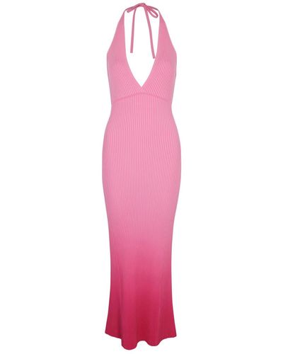 David Koma Dégradé Ribbed-knit Maxi Dress - Pink
